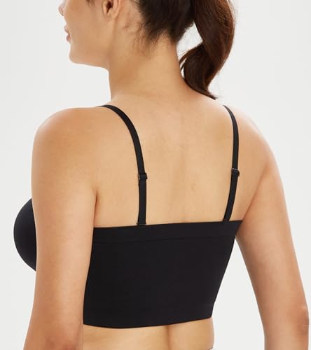 Image of Lemorosy Women's Invisible Bandeau Without Padded (M, Black)