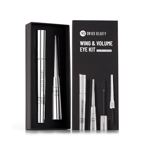 SWISS BEAUTY Liquid Metallic Wing & Volume Kit | Mascara + Eyeliner | Water-Resistant | Quick-Drying | Long-Lasting | 12.5g
