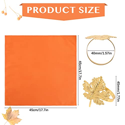 6 Thanksgiving Napkins, 6 Thanksgiving Maple Leaf Napkin Rings, 17.7 X 17.7 Inch Fabric Napkins Thanksiving Cloth Napkins, Reusable Fabric Napkins, For Autumn Family Dinner,Thanksgiving Theme Party #TOP2