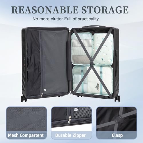 Luggage Set of 3 Piece Carry on Suitcase Sets with Spinner Wheel, Hardside Expandable Travel Laggage with TSA Lock for Men and Women (Dark Gray)3