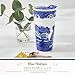 Spode Blue Italian 12oz Porcelain Travel Mug with Lid – Scenic Patterned Drinkware with Decorative Border - Portable Ceramic Coffee Cup for Brunch, Tea, On-the-Go Hot Beverage Moments