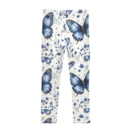 Boccsty Blue Butterflies Plant Girls Leggings Kids Yoga Pants Dance Active Tights 4T2