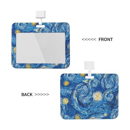 Double-Sided Sliding Cover ID Badge Holder Hard Plastic Case with Clear Window Card Protector Pouch for Office ID Credit Cards Astral2