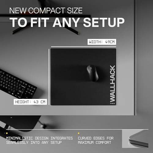 Image of WALLHACK SP-004A Glass Gaming Mouse Pad | 4th Generation Micro Etching | Ultra Fast Slides and Stopping Power | Medium Size for E-Sports | Heavy Duty Tempered Glass | 390x450mm | Black