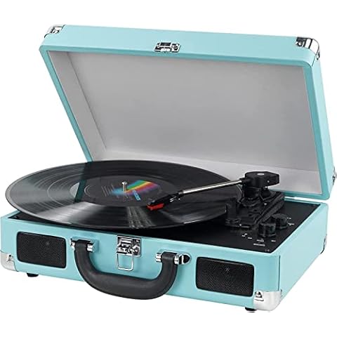 DIGITNOW! Portable Belt Drive - Tocadiscos de Estilo Retro de 3 velocidades Vinyl-Black Maletín Giratorio con Altavoz estéreo Cover