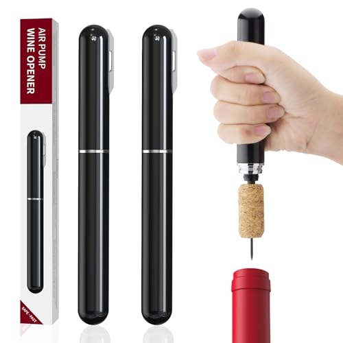 Tycoonest Abridor de Vino a Presión de Aire 2 en 1, Sacacorchos Profesional con Corta Cápsulas, Abrebotellas Portátil Accesorios Vino para Hogar, Fiestas, Viaje, Camping (2 Piezas)