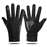 Hsdvdva 防寒手袋 自転車手袋 ランニンググローブ 裏起毛 保温 タッチパネル対応 滑り止め スポーツグローブ バイク サイクル アウトドア 登山 通勤通学 春秋冬用 メンズ レディース ブラック M