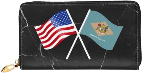 American And Delaware Flag Wallet Card Bag
