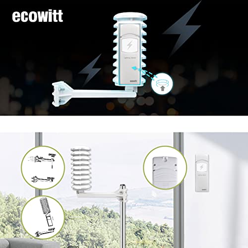 Image of ECOWITT WH57 Wireless Lightning Detection Sensor with Solar Radiation Shield, 915 MHz