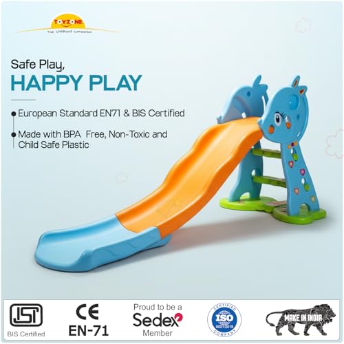 Image of Toyzone Baby Deer Slide for Kids | Baby Play Slide | Indoor & Outdoor Kids Slider | Easy Assembly | Safe Rounded Design | BIS Certified | Made in India | Kids Slide for 2-8 Years, Upto 70 kgs