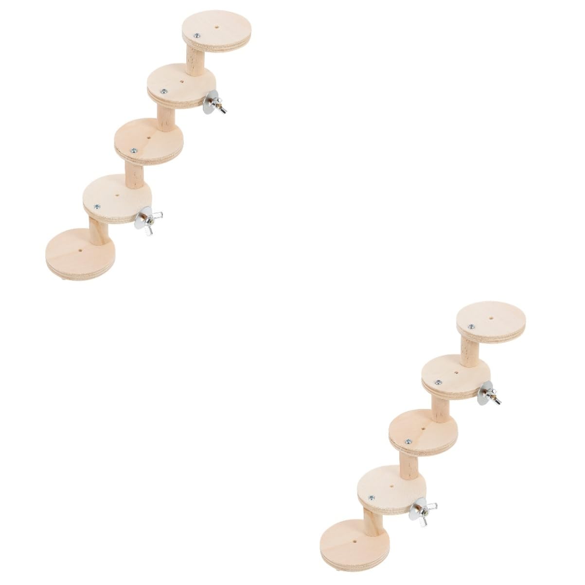 GRIRIW 2pcs Wooden Hamster Ladder 5-Layer Chinchilla Toy Cage Decor Safe Fun Wooden Toy