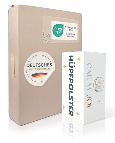 CALLMEJOY® Hüpfpolster für Kinder – Sichere Hüpfmatratze & Oeko-TEX zertifiziertes Hüpfkissen | Made in EU, waschbar & Anti-Rutsch | Freude für Kinder & Entspannung für Eltern - 100x75x18 cm (Cream)