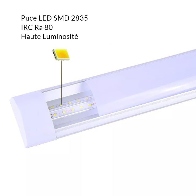 Réglette LED 60cm 18W - Pack de 4 / Blanc Neutre 4000K - 5500K