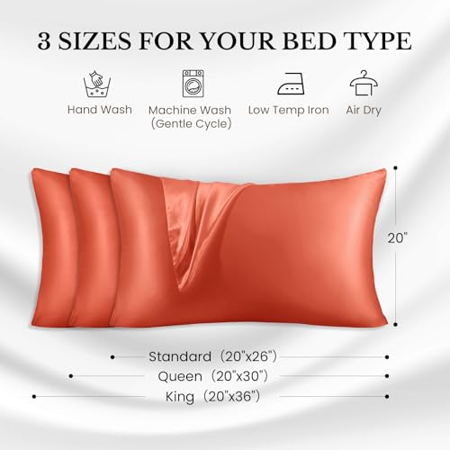 Image of THXSILK Silk Pillowcase for Hair and Skin, 100% Mulberry Silk Bed Pillowcase 25 Momme, Mulberry Silk Soft Breathable Silk Pillow Case with Hidden Zipper, King Size Pillow Case(Brick Red)