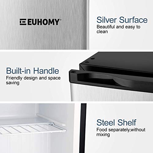 Euhomy Upright freezer, Energy Star 2.1 Cubic Feet,Compact Single Door mini freezer with Reversible Door,Adjustable Removable Shelves ，Freezer for Basement/Home/Apartment/Office (Silver) - Thumbnail 3