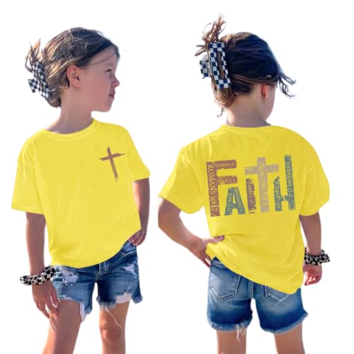 Image of Jesus Shirt for Girls Christian Faith Tshirts Kids Cute Bible Verse Graphic Tees Inspirational God Religious Clothes
