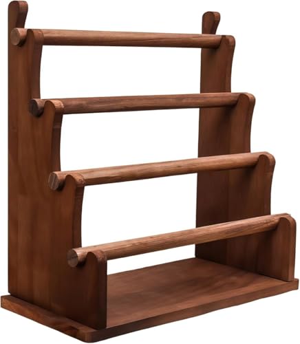 Mikuzo 天然木 ジュエリーディスプレイスタンド 多層ブレスレット展示台 ブレスレット 腕時計 数珠 パワーストーン ヘアアクセサリー収納 卓上 インテリア 店舗用 コンパクト 仏教念珠 アクセサリー整理 ギフト (ウォールナット,4段) [並行輸入品