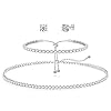 HAXIYA Tennis Necklace Bracelet for Women, Sterling Sliver Jewelry Set, Silver/Gold Chocker Necklace, Crystal Bracelet for Women, Wedding Jewelry for Bride, Sparkly Party Prom Hypoallergenic