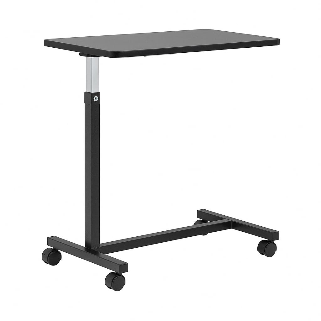 Adjustable Overbed Table on Wheels Height Adjustable from 30 to 42 H-Base Rolling Bedside Table for Home Hospital