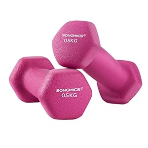SONGMICS Set of 2 Dumbbells, Hexagonal Dumbbells Pair, Home Workout, Fitness Training Exercise