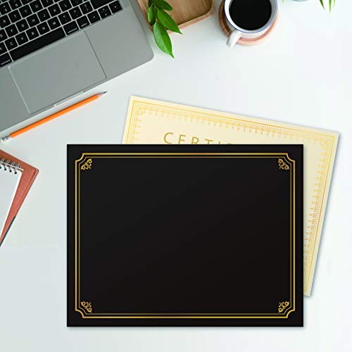Black Certificate Holders - 30 Pack Diploma Holders, Document Covers With Gold Foil Border, For Letter Size Award Paper 8.5 X 11 Inches, Black #TOP3