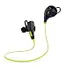 Tecart Racer A1 Wireless Headphones Bluetooth In-Ear Sports Earbuds Headset Secure Fit for Sports with Built-in Mic (Black w/ Green Strip)