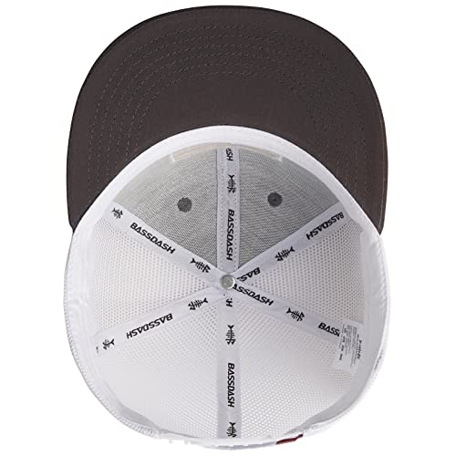 Image of BASSDASH Flat Brim Trucker Cap Adjustable Snapback Hat Mesh Back for Men Women