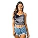 Tefamore Femmes Auto Cravate Dos col en V imprimé Floral Crop Cami Top Blouse Camisole (S, Marine)