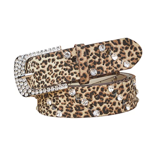 Rock Belts Women Faux-leather Strap Belts Cowboy Hot Girls Fashion Belt for Pants Jeans Men, Approx. 110x3.3cm/ 43.31x1.29in, Leopard Print