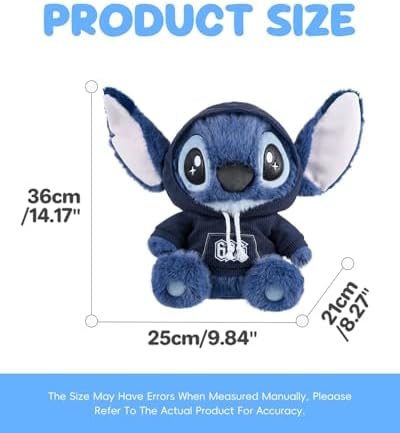 Disney 14'' Stitch Plush Toy, Lilo and Stitch Stuff Cute Plushies - Soft Premium Stuffed Animals Palm Pals Gifts for Girls,Boys,Kids (Hoodie Styles) - 2