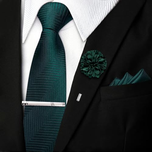 Image of DiBanGu Silk Pre-tied Ties for Men Formal Adjustable Necktie Set | 6PCS,Zipper Tie,Pocket Square,Cufflinks,Tie Clip & Lapel Pin,Wrinkle-Resistant,Premium Gift Box,Formal Business Wedding Party