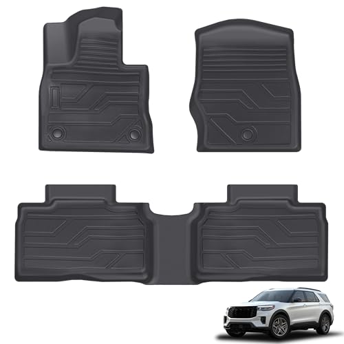 KARPAL Floor Mats for 2020-2026 Ford Explorer 6 & 7 Seats Custom Fit TPE All Weather Ford Explorer Accessories 1st & 2nd Row Floor Liner