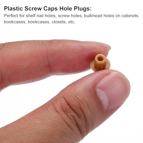 Image of MECCANIXITY 100pcs Plastic Hole Plugs, 5mm (3 /16 Inch) Dull Red Screw Caps Cover Snap in Locking Round Button Top Shelf Plugs for Cabinet Cupboard Bookcase License Plate Furniture