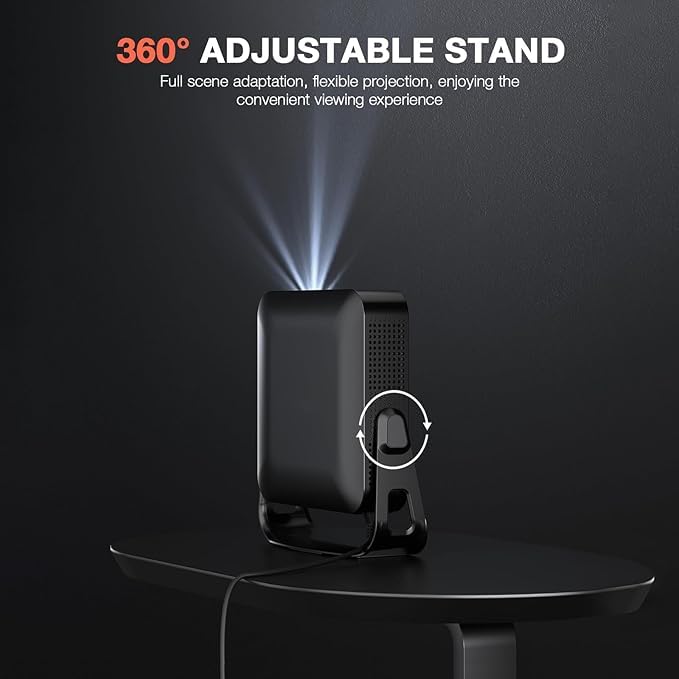 Image of Projector with WiFi 6 and BT5.3,600ANSI 4K Support Portable Outdoor Movie Projector,WEADFAX Native 1080P 360 Angle Adjustment Video Projector, Home Theater