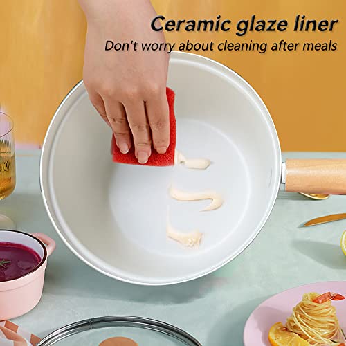 Drizzle Pink Electrical Cooker 1.8L - 6 In 1 Soup,Prridge,Noodle,Steamer,Hot Pot,Delay Start - Multifunctional Hot Pot Non-Stick Portable Pan - Egg Rice Ramen Oatmeal Steak Pasta - Dorm Office Hotel Camping #TOP4