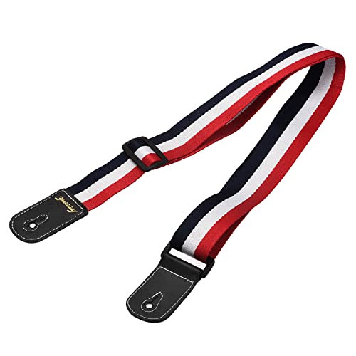 MECCANIXITY Correas de hombro para guitarra, correa ajustable para guitarra, rojo/blanco/azul para...