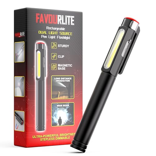Recgargeable Pen Light, 800 Lumens LED Pen Flashlights 6 Modes COB Magnetic Flashlight with Clip Bright Pocket Flashlights Work Light Portable Waterproof Durable Penlight for Work Emergency