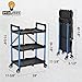 WORKPRO 3-Tier Collapsible Service Cart, 210 LBS Foldable Utility Service Cart with Wheels, Portable Tool Cart for Garage, Warehouse, Home, Restaurant, Office (No Assembly Required)