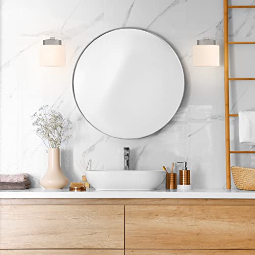 Design House 577981 Dove Creek Wall Light Sconce With Frosted Glass For Hallway, Bathroom, Foyer, Bedroom, Satin Nickel thumb #9