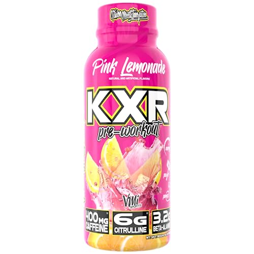 Image of VMI Sports KXR High Stimulant Pre-Workout Energy Ready to Drink 400mg Caffeine, 6g Citrulline, 3.2g Beta-Alanine | Delicious - Convenient - Powerful | 12.5 oz Bottles (Pink Lemonade, 12 Bottles)