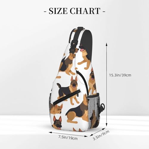 Mochila tipo Sling con diseño pastor alemán negra miniatura 2