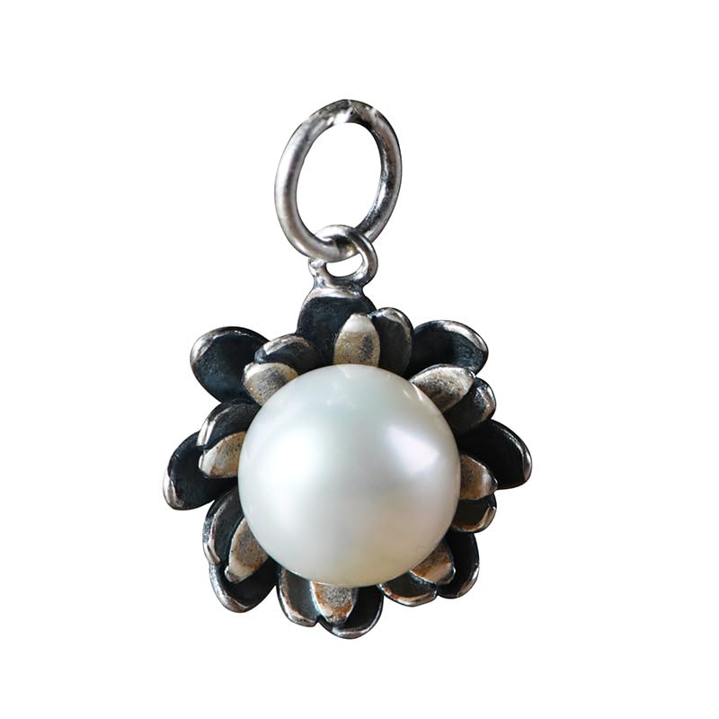 Collier pendentif argent 925 femmes chaîne pull vintage perles eau douce tendance