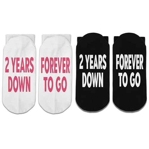 FujLoy 2 Years Anniversary,2 Years Down Forever To Go Socks 2nd Anniversary,Gifts For Couple,His And Hers Gifts.