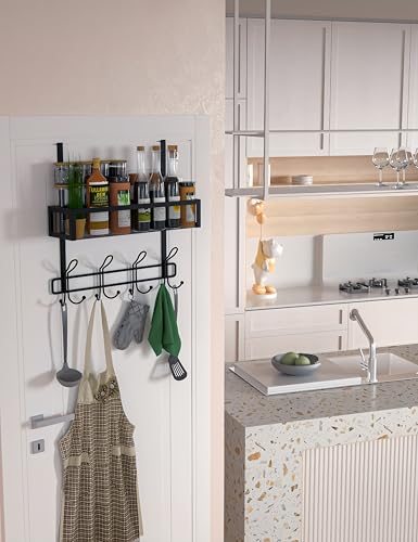 Couwilson Über den Türhaken Organizer Aufbewahrung - Über dem Türhänger für Garderobenständer, Über der Türaufbewahrung mit 12 Haken und 2 Netzkörben, für Badezimmer, Schlafzimmer, Küche, Büro