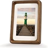 Zibrelte Portarretratos de madera natural de 5 x 7 pulgadas con paspartú de 4 x 6 pulgadas, para colgar en la pared de mesa o galería