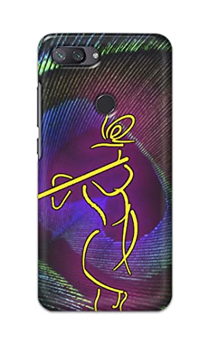 Image of PRINTFIDAA Lord Krishna On Peacock Feather Hard Back Cover for Mi 8 Lite /Mi 8 Youth /Mi 8X Back Cover -(P6) KAT1007
