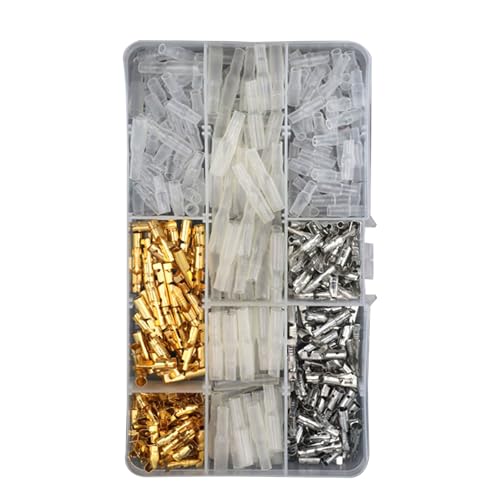 Brass Male and Female Terminals Connectors Electric Wire Connectors Block with Insulating Sleeves Round Connector