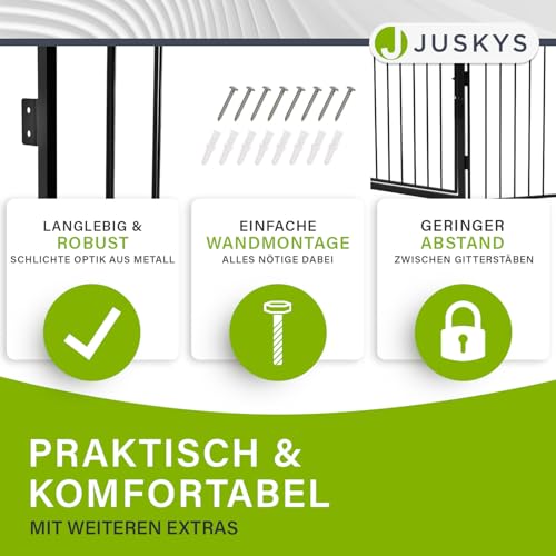 Juskys Metall Kaminschutzgitter 300 x 76 cm klappbar - Schutzgitter für Tiere - 5 Elemente inkl. Tür - Laufgitter Absperrgitter