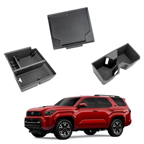 Sinminou Center Console Organizer Compatible with 2025-2026 Toyota 4Runner (6th Gen) Interior Accessories Cup Holder Armrest Organizer Tray and Hidden Storage Box