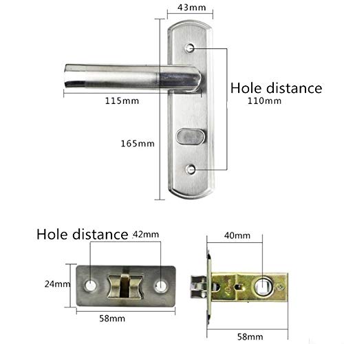 Poignée porte intérieure chambre acier inoxydable avec serrure sécurité silencieuse - 3